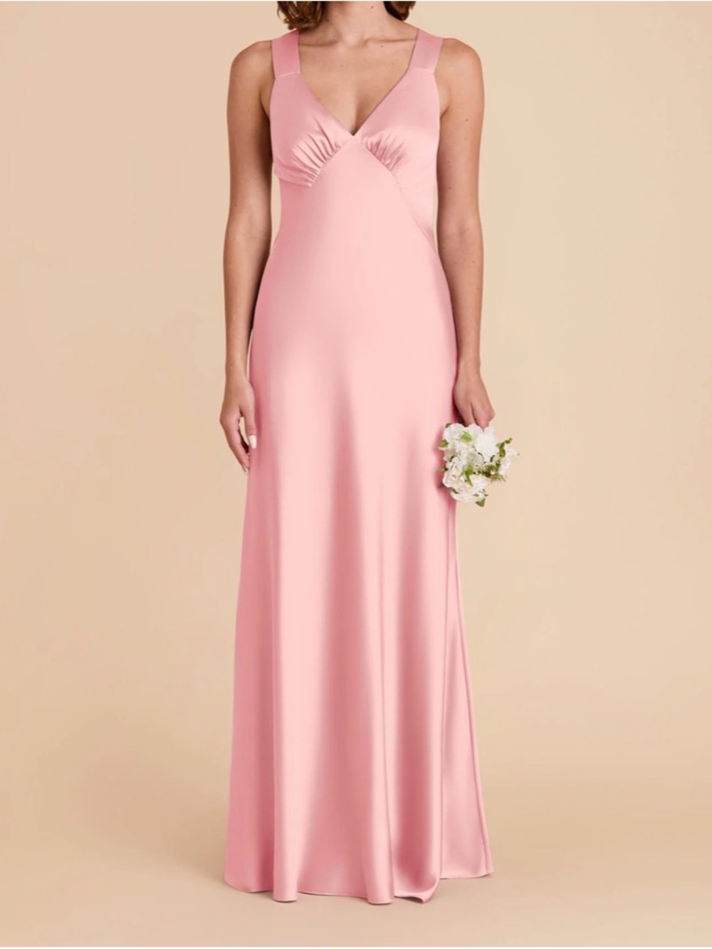 Birdy Grey Blush Pink Backless V-Neck Satin Gown